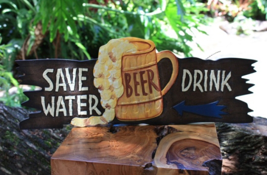 Save Water, Drink Beer - Tiki Bar Sign